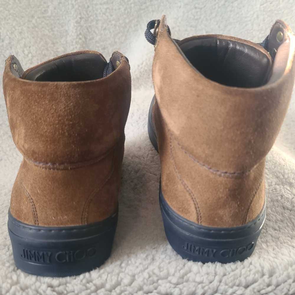 Jimmy Choo Brown Suede and Blue Sneakers - Picture 8 of 12